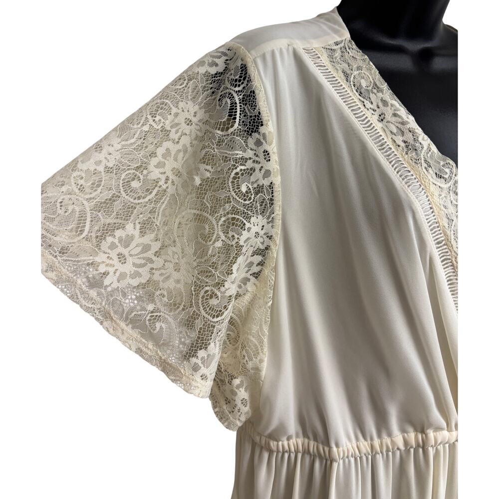 Torrid Ivory Gauze Maxi Dress Lace Trim Short Sleeve Boho Plus Size 2 2X New - Picture 3 of 11